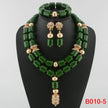 Nigerian Bridal Coral Jewellery Set | Crystal Pillar Beads | Necklace, Earrings & Bracelet