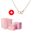 Regalo de San Valentín 2024 Personalizado para Mujer Collar de Acero con Doble Corazón Grabado con Nombre Caja de Rosa Eterna Anillo de Boda