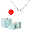 Regalo de San Valentín 2024 Personalizado para Mujer Collar de Acero con Doble Corazón Grabado con Nombre Caja de Rosa Eterna Anillo de Boda