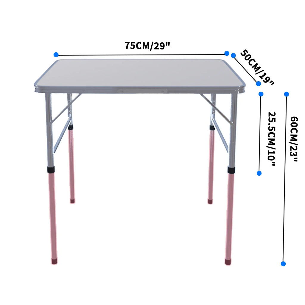 Mesa Plegable de Alta Resistencia, Mesa de Camping, Fiesta, Picnic, Comedor, Jardín, Mesa Plegable Portátil para Camping, Mesa de Altura Ajustable de 2.5 pies