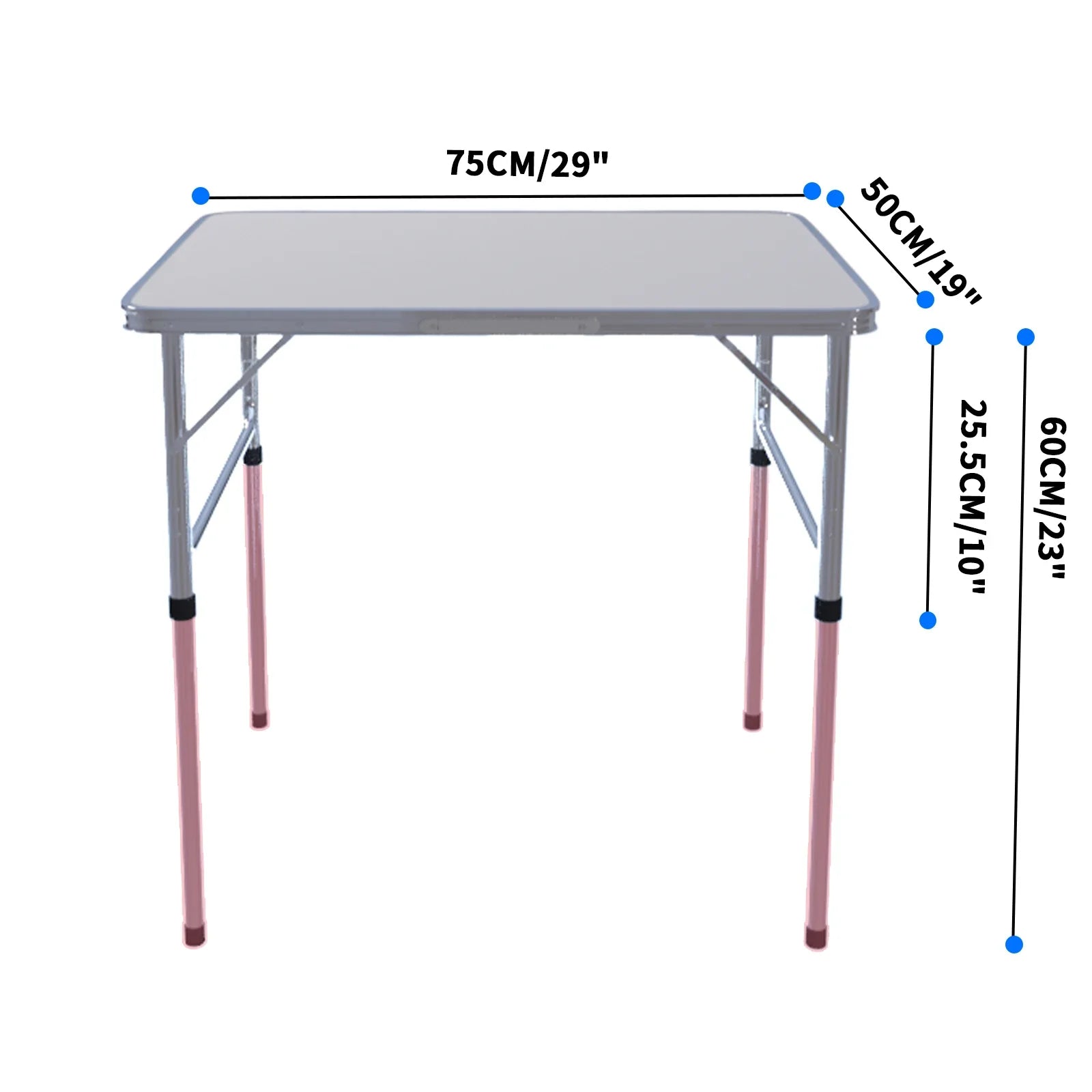 Mesa Plegable de Alta Resistencia, Mesa de Camping, Fiesta, Picnic, Comedor, Jardín, Mesa Plegable Portátil para Camping, Mesa de Altura Ajustable de 2.5 pies
