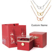 Regalo de San Valentín 2024 Personalizado para Mujer Collar de Acero con Doble Corazón Grabado con Nombre Caja de Rosa Eterna Anillo de Boda