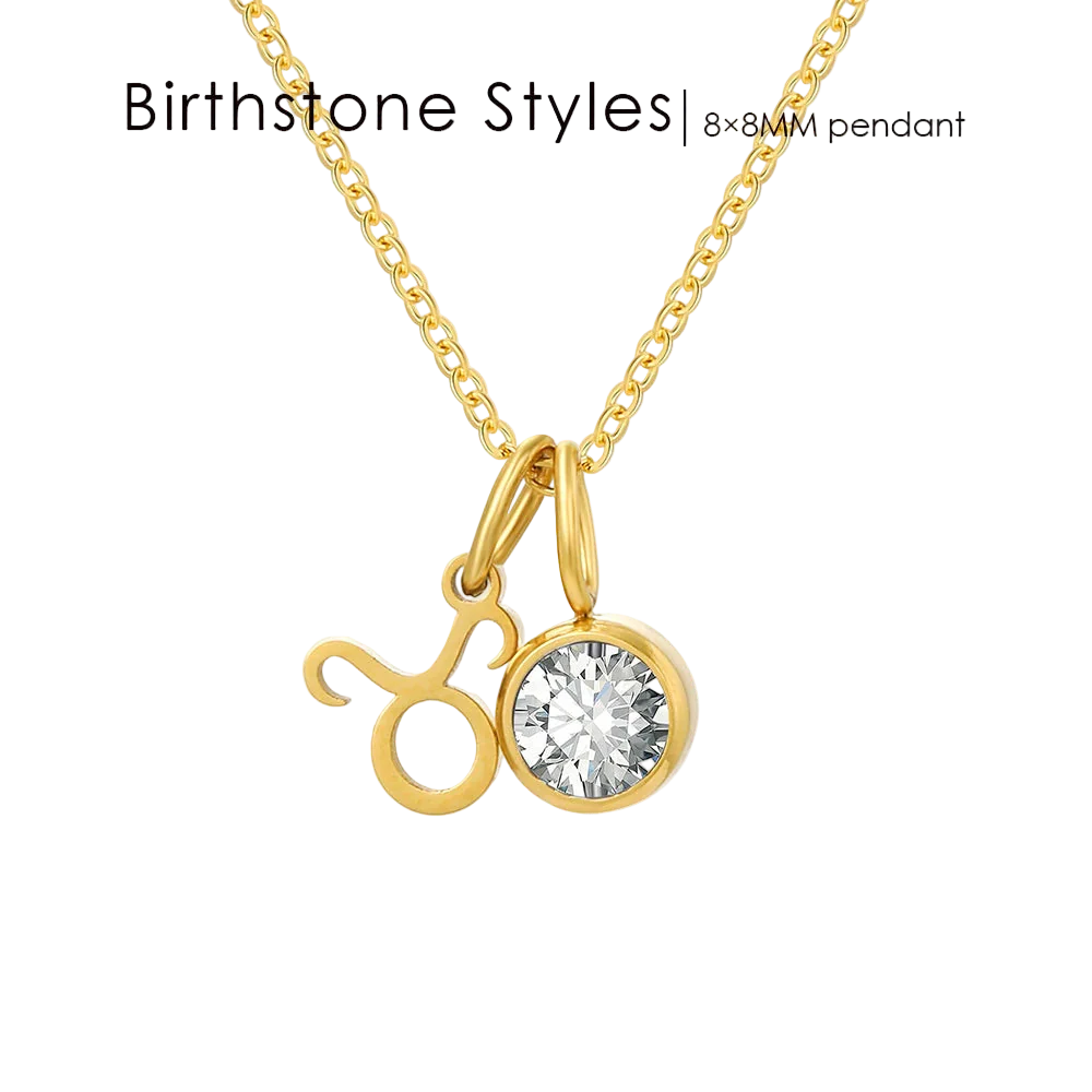 14K Gold, Silver & Rose Gold Zodiac Birthstone Necklace
