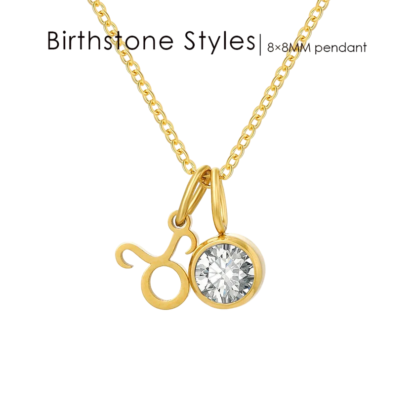 14K Gold, Silver & Rose Gold Zodiac Birthstone Necklace