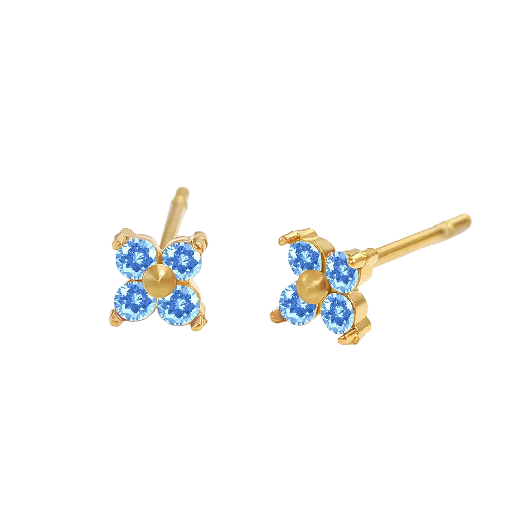 Birthstone Flower Stud Earrings