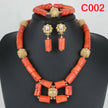 Nigerian Coral Jewellery Set | Necklace, Earrings & Bracelet | African Beads | Wedding