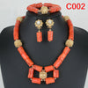 Nigerian Coral Jewellery Set | Necklace, Earrings & Bracelet | African Beads | Wedding