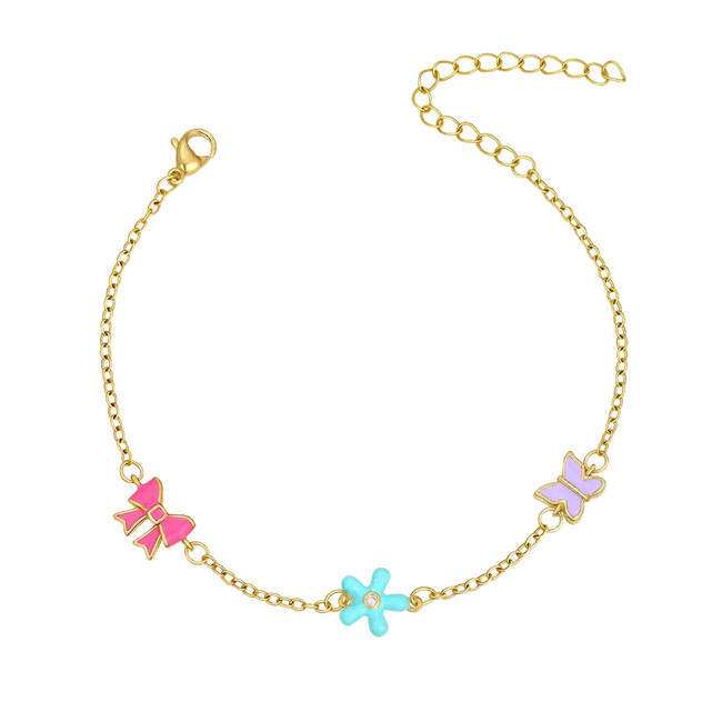 Bowknot & Flowers & Butterfly Charm Bracelet