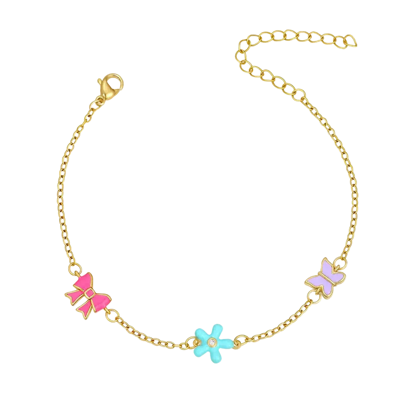 Schleife & Blumen & Schmetterlings-Armband