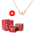 Regalo de San Valentín 2024 Personalizado para Mujer Collar de Acero con Doble Corazón Grabado con Nombre Caja de Rosa Eterna Anillo de Boda