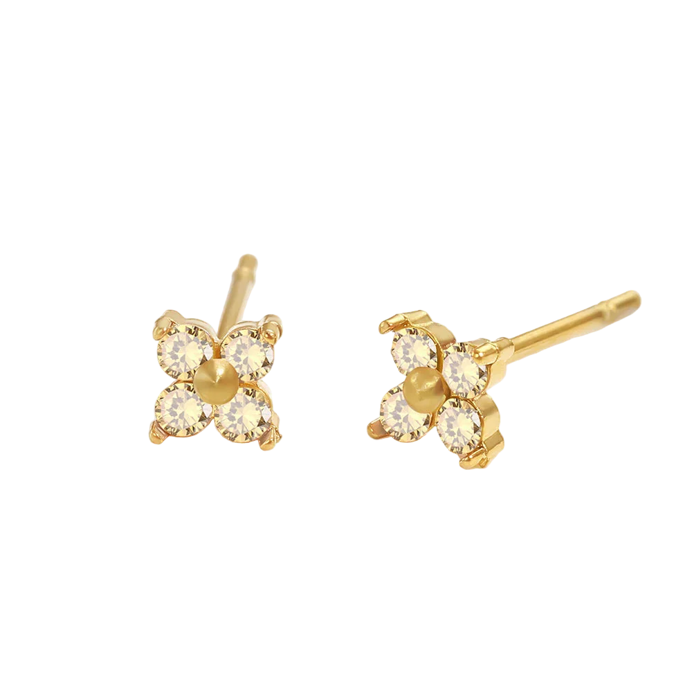 Birthstone Flower Stud Earrings