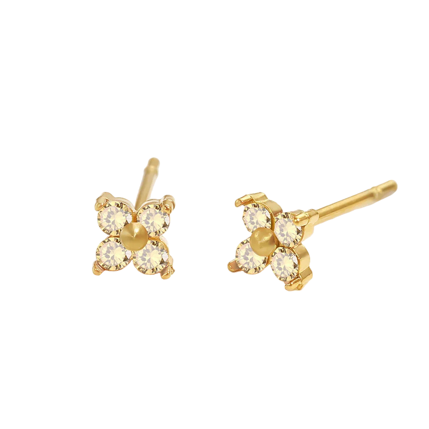 Birthstone Flower Stud Earrings