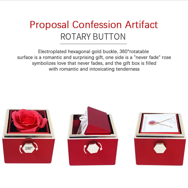 2024 Neues Valentinstagsgeschenk Maßgeschneidert für Frauen Doppeltes Herz Gravierter Name Edelstahlkette Ewige Rosenbox Eheringbox