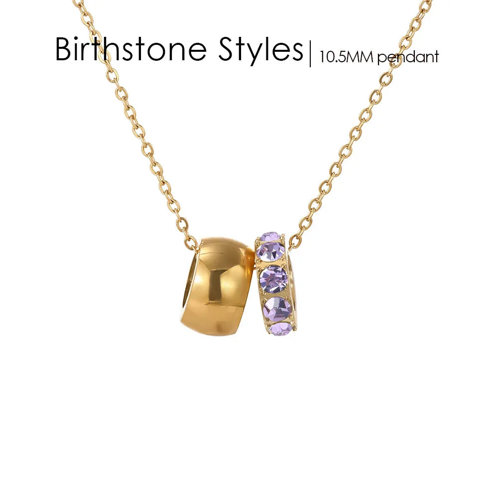 18K Gold Plated Birthstone Charm Necklace