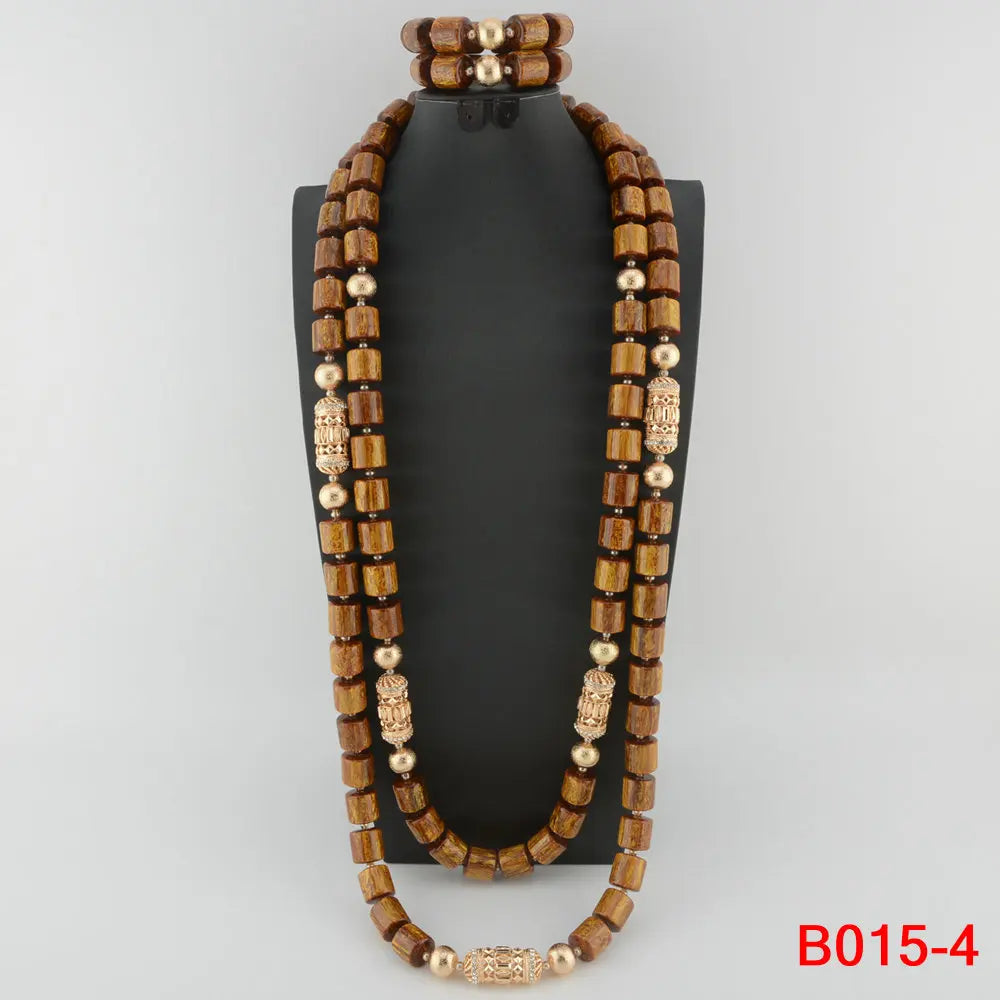 Nigerian Bridal Coral Jewellery Set | Crystal Pillar Beads | Necklace, Earrings & Bracelet