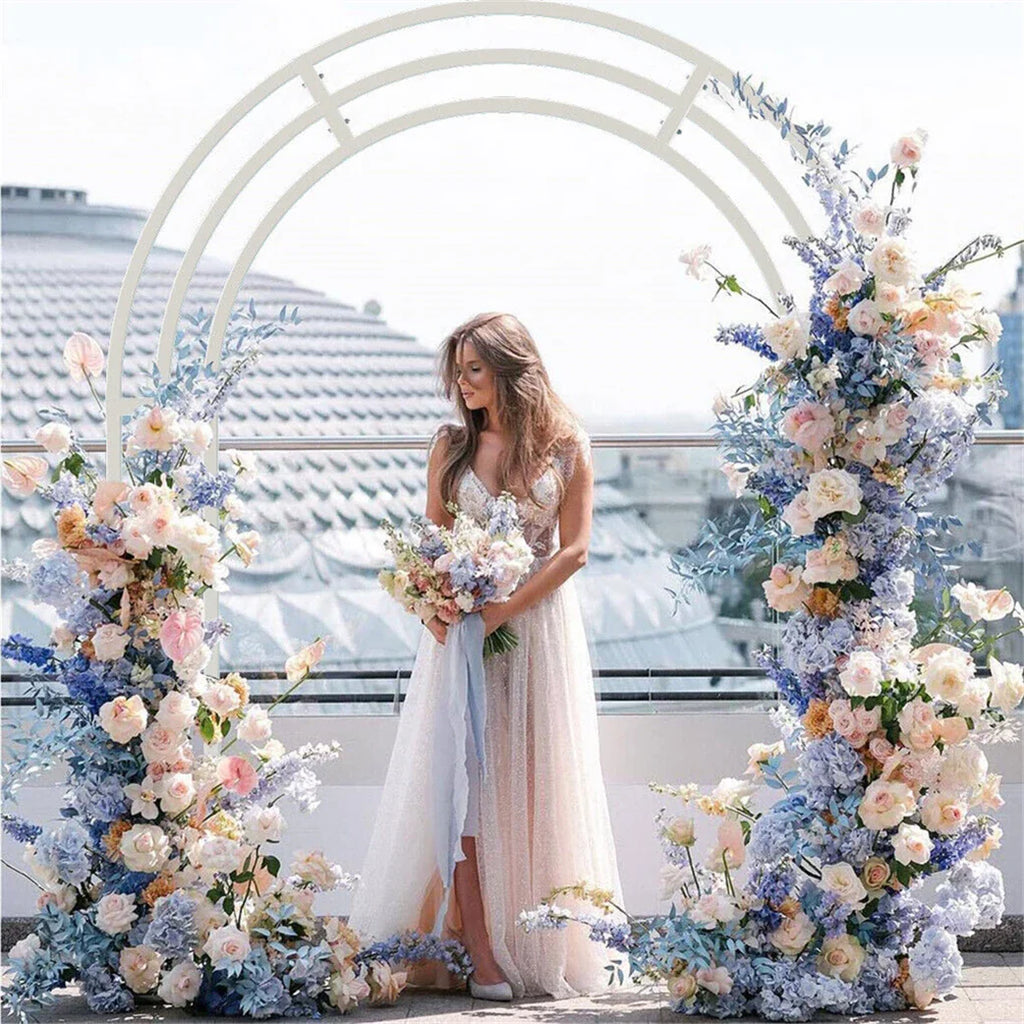 Heavy Strong White Metal Wedding Arch Garden Arbor Frame, Floral Backdrop Stand, Pergola for Indoor and Outdoor