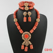 Nigerian Coral Jewellery Set | Necklace, Earrings & Bracelet | African Beads | Wedding