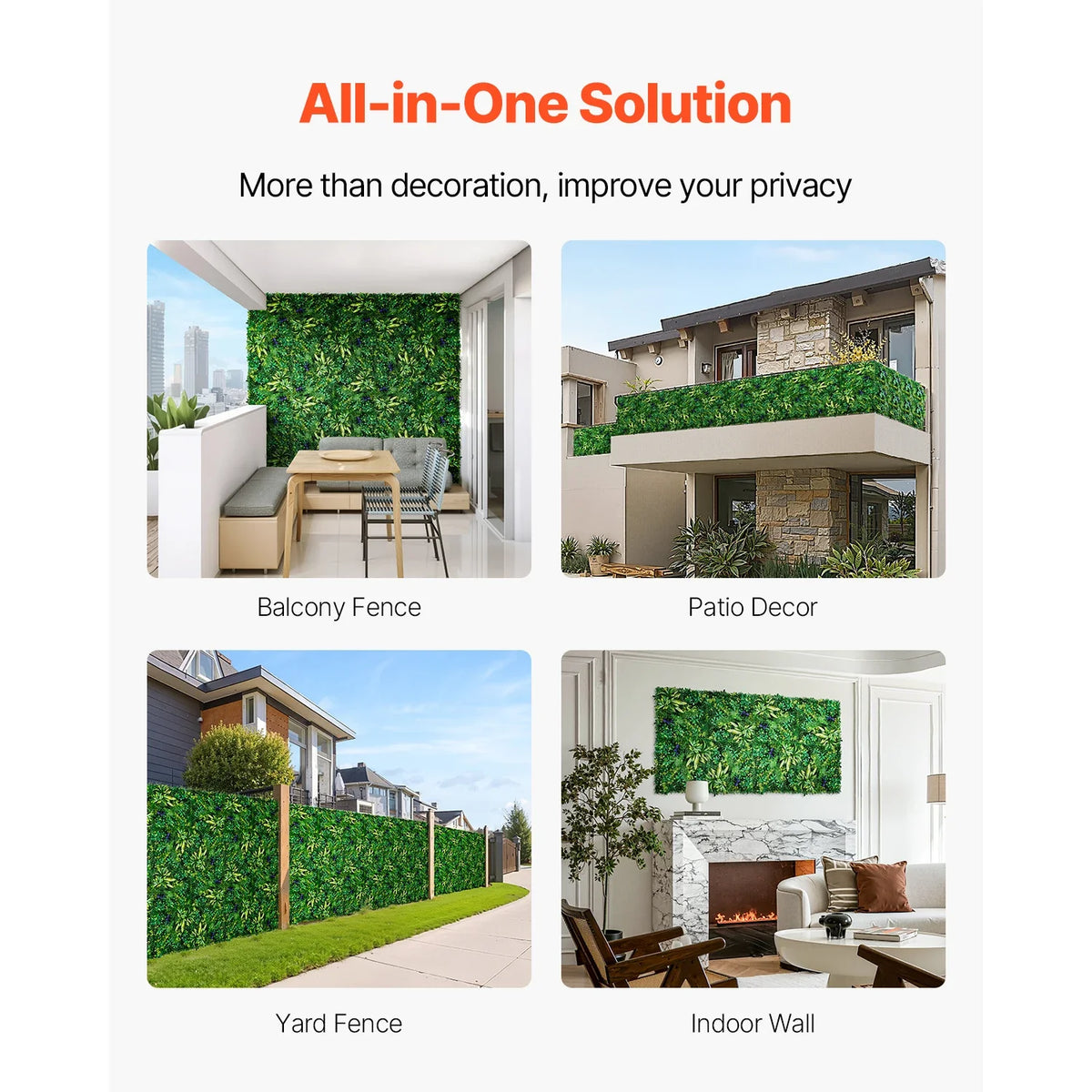 VEVOR Artificial Grass Wall Panels 3D Combination Greenery Boxwood  Panel for Privacy Backdrop Wall Hedge Screen for Garden