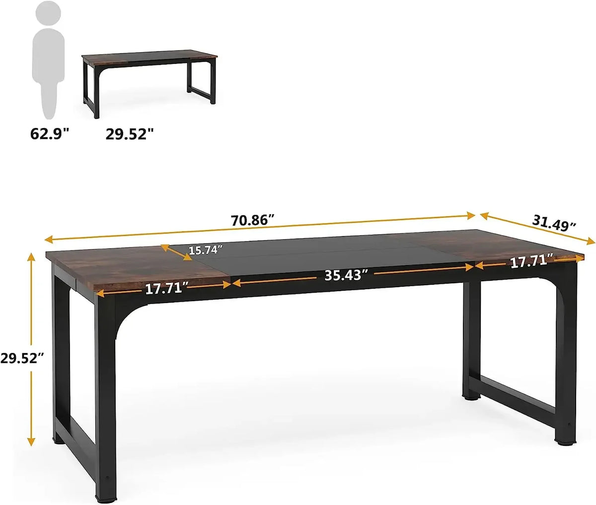 Tribesigns Moderner Computertisch Großer Bürotisch Computertisch Schreibtisch Workstation für Home Office