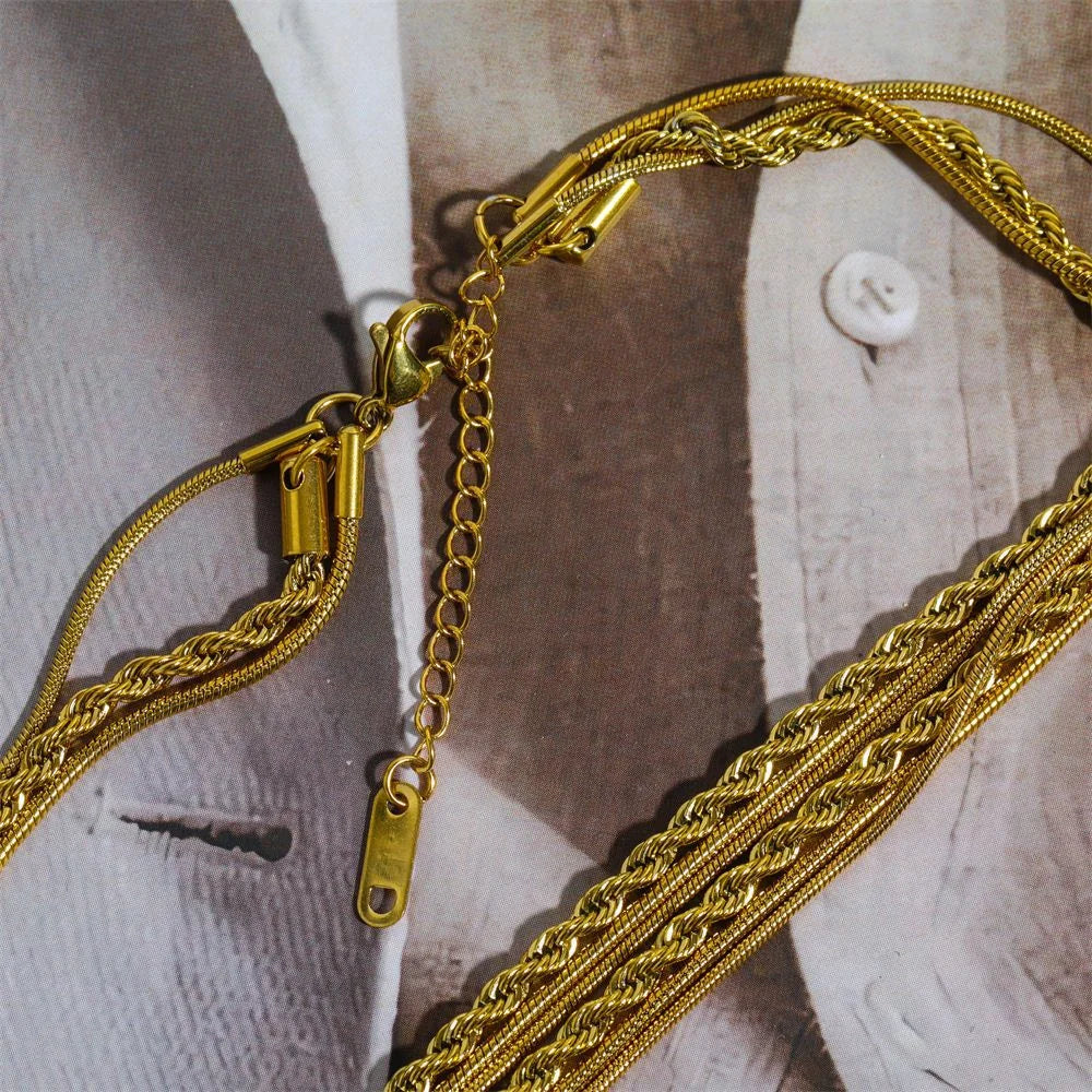 18K Gold Plated Layered Chain Necklace