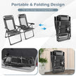 GOFLAME Patio Folding Chairs Set of 2, Outdoor Reclining Chairs w/ Wide Armrests & 7-Level Backrest