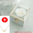 Regalo de San Valentín 2024 Personalizado para Mujer Collar de Acero con Doble Corazón Grabado con Nombre Caja de Rosa Eterna Anillo de Boda