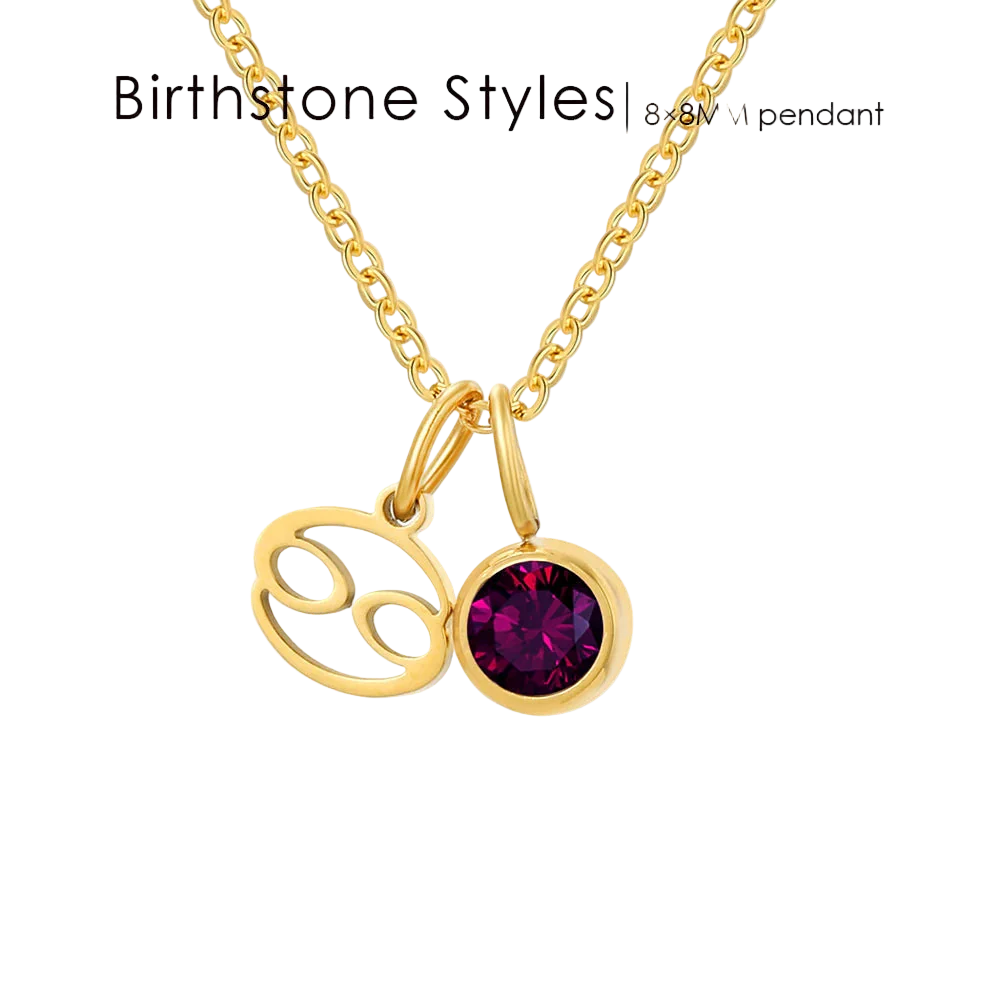 14K Gold, Silver & Rose Gold Zodiac Birthstone Necklace