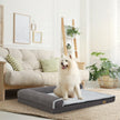 BigngoPaw Heavy Duty Dog Bed for Large Medium Super Soft L-shape Pet Calming Bed Chaise Sofa Kennel Mat w/ Removable Plush Cover
