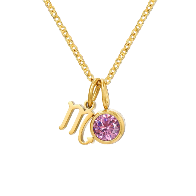 14K Gold, Silver & Rose Gold Zodiac Birthstone Necklace