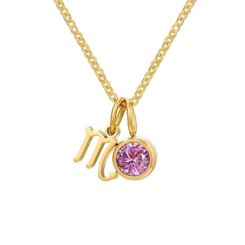 14K Gold, Silver & Rose Gold Zodiac Birthstone Necklace