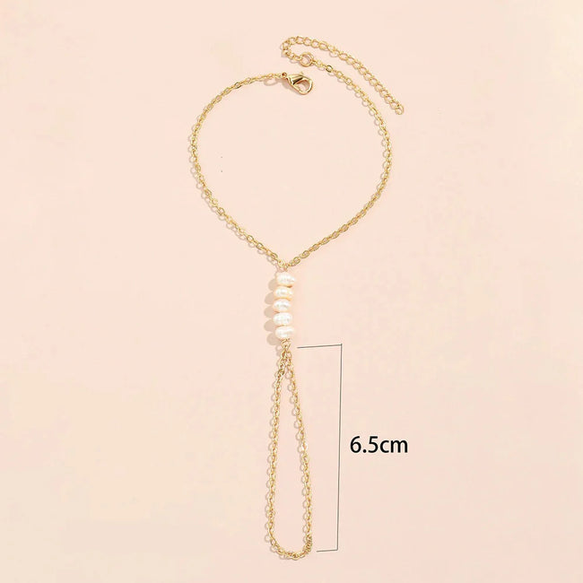 Minimal Pearl Hand Chain Bracelet