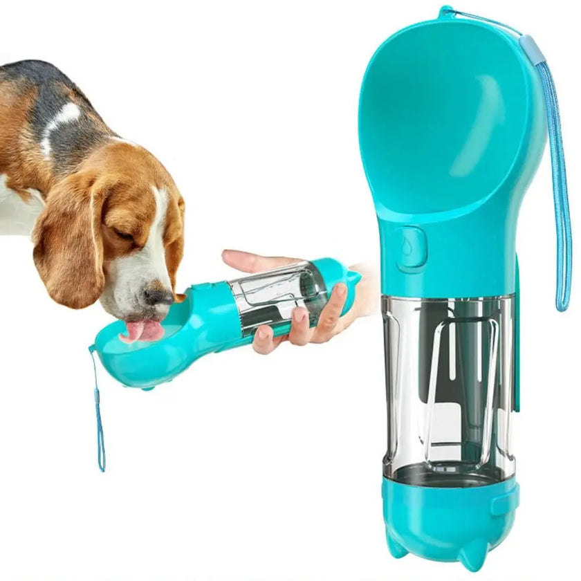 300/500ml Haustierwasser- und Futternapf 3-in-1 mit Müllbeutelbox und Schaufel, Haustier-Hundetrinkflasche, auslaufsicherer Hundefutterautomat