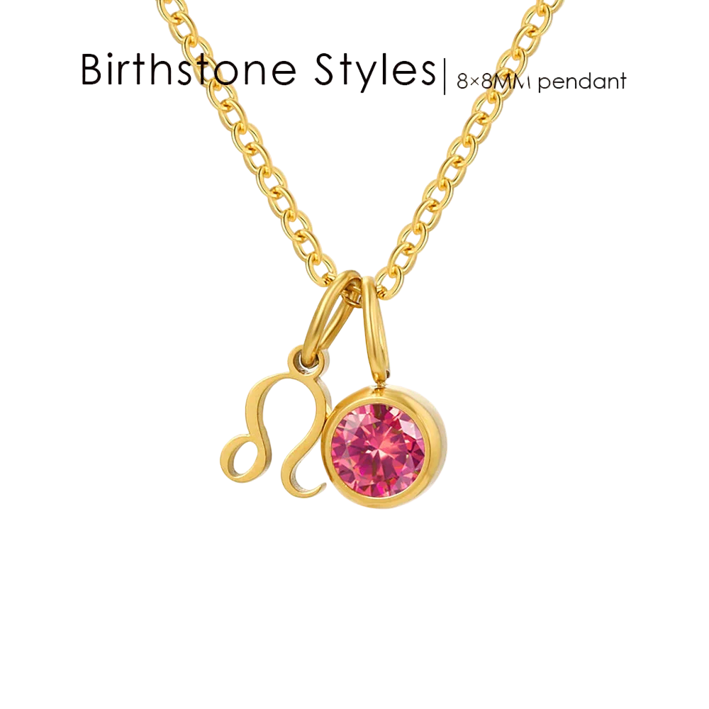 14K Gold, Silver & Rose Gold Zodiac Birthstone Necklace