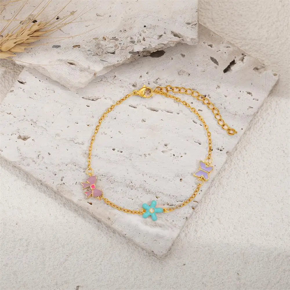 Schleife & Blumen & Schmetterlings-Armband