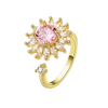 Adjustable Pink Flower Spinner Ring