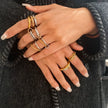 Gold Triple-Link Zircon Stacked Ring