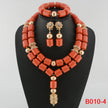 Nigerian Bridal Coral Jewellery Set | Crystal Pillar Beads | Necklace, Earrings & Bracelet