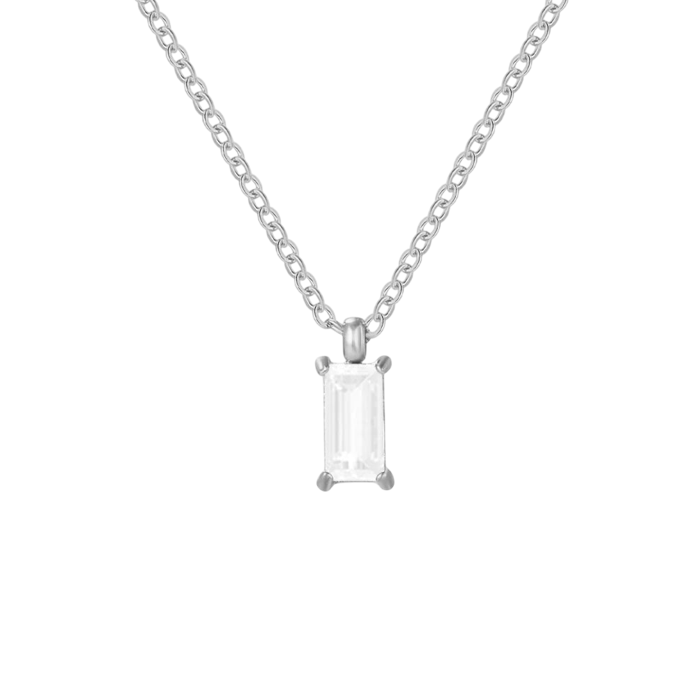 Elegante rechteckige Zirkonia-Halskette – Gold & Silber