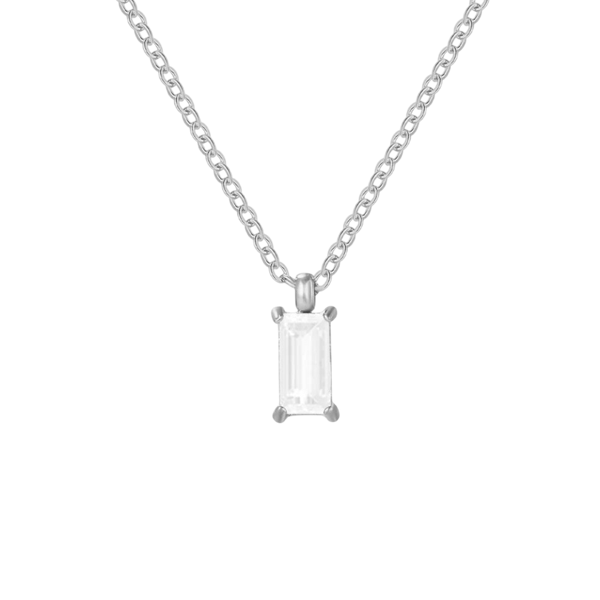 Elegante rechteckige Zirkonia-Halskette – Gold & Silber