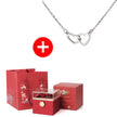 Regalo de San Valentín 2024 Personalizado para Mujer Collar de Acero con Doble Corazón Grabado con Nombre Caja de Rosa Eterna Anillo de Boda