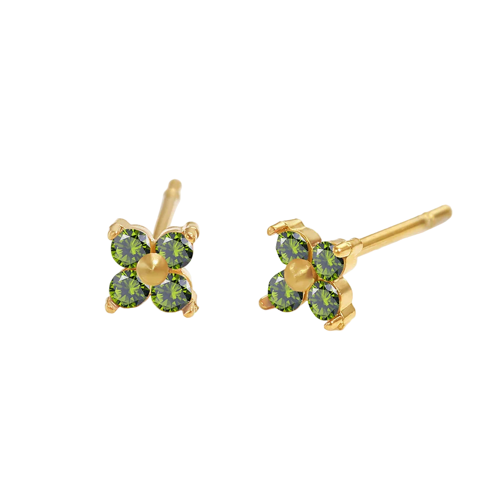 Birthstone Flower Stud Earrings
