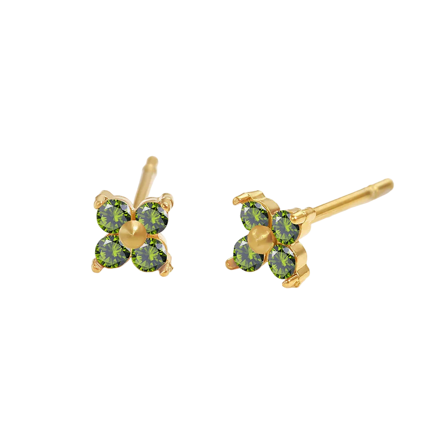 Birthstone Flower Stud Earrings