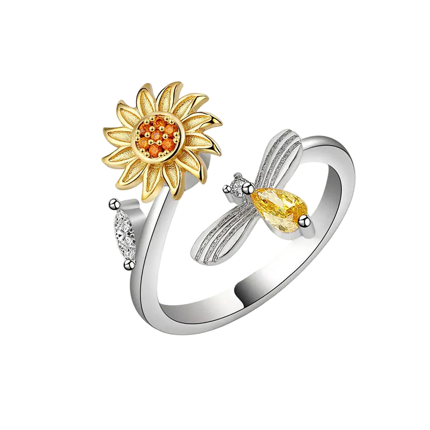 Adjustable Sunflower Spinner Ring