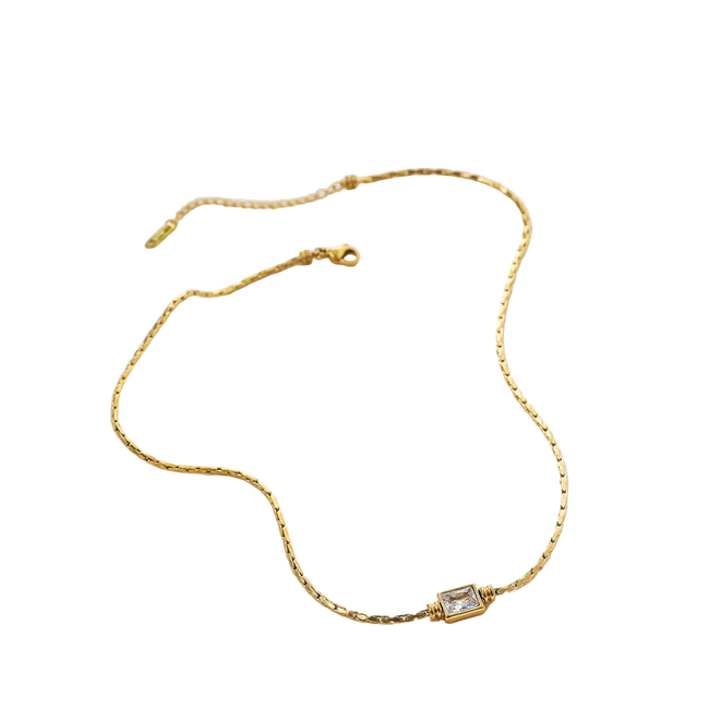 18K Gold Plated Square Zircon Necklace