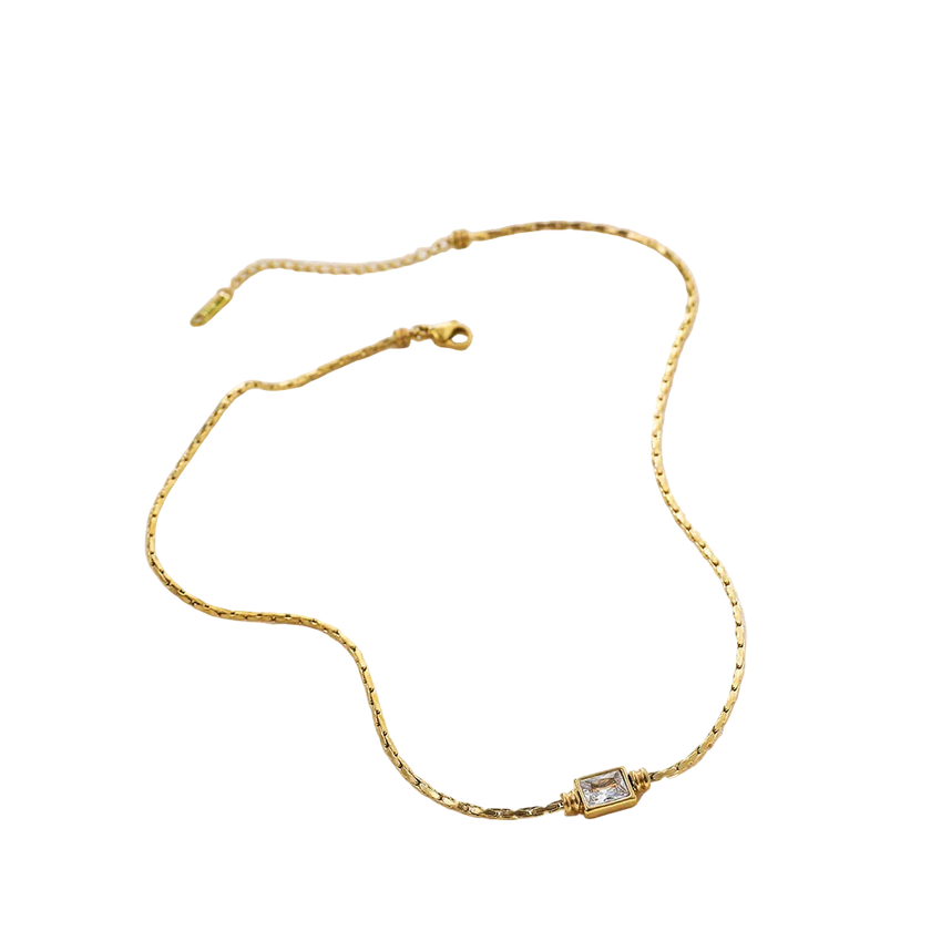 18K Gold Plated Square Zircon Necklace