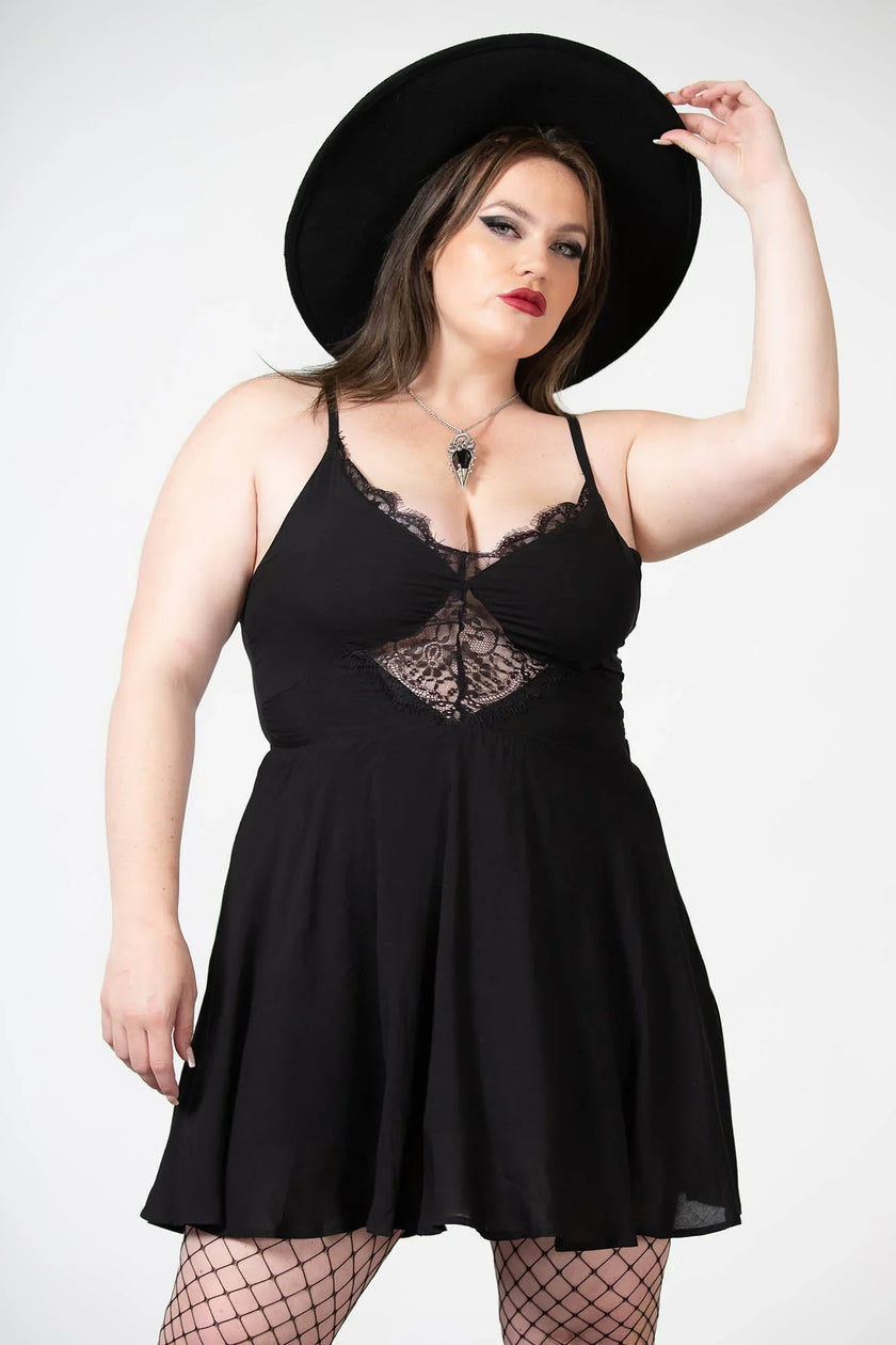 Killstar Sacralgia Lace Insert Black A-Line Dress