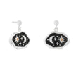Midnight Scene Rose Quartz and Black Enamel Stud Silver