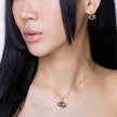 Midnight Scene Rose Quartz and Black Enamel Stud Gold