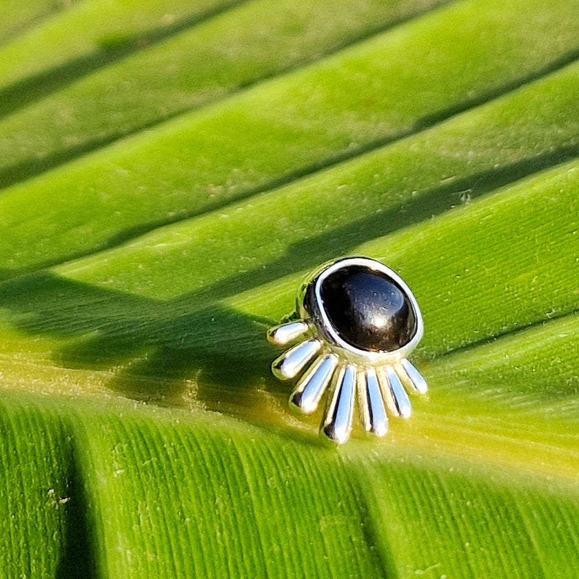 Gold Black Onyx Burst Earring