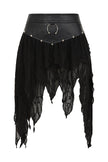 Banned Apparel Luxor Faux Leather & Jagged Knit Skirt in Black